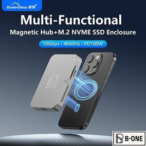 블루엔들리스 8인치 HUB M.2 2230 2242 마그네틱 NVME SSD 도킹 스테이션 10Gbps 100W PD 4K60HZ HDTV 외장