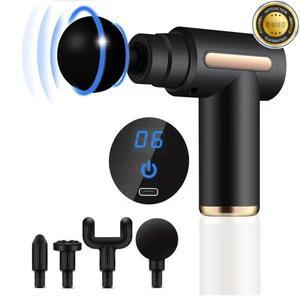 휴대용 근막 마사지 건 전기 타악기 권총 바디 릴랙스 LED 터치 스크린 4 교체 가능 헤드