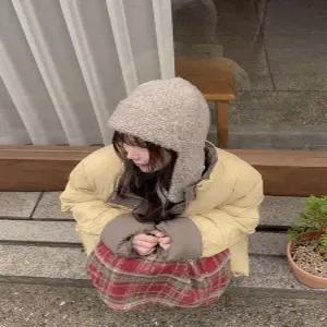 [엘루이즈][엘루이즈] [겨울필수템] 라히트 폭닥 니트 귀달이 울 트루퍼햇 버튼 모자(5color)