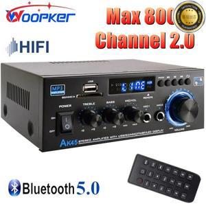 Woopker HiFi 디지털 앰프 AK45 Bluetooth MP3 채널 2.0 사운드 지원 90V-240V 가정용 자동차 MAX 400W * 2