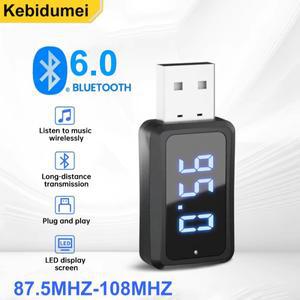 자동차 블루투스 6.0 어댑터 FM 송신기 수신기 핸즈프리 통화 미니 USB 무선 자동차 오디오 어댑터 (LED 디