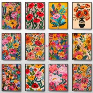 및 꽃 포스터 홈 벽 그림모던 식물 거실 아트 프린트 화려한 추상 캔버스 수집품 페인팅