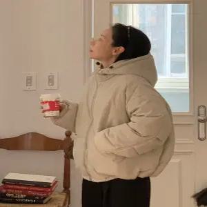 매튼 루즈 후드 집업 패딩 점퍼 (one color) 퍼안감