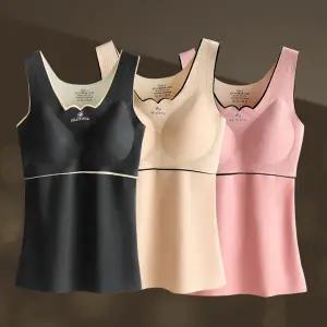 여성 발열 브라 탑 데일리 무봉제 런닝 여성 기모 브라 탑 이너 나시 슬리브리스 노와이어 이너웨어 내의