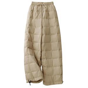 플라이고 여성 겨울 팬츠 배기 와이드 스노우 퍼피 캐주얼 레그 경량 퀼팅 다운 포함 포켓 바지