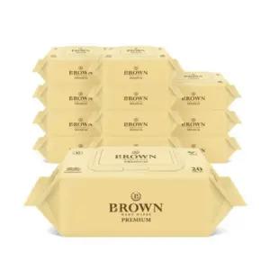 브라운 부드러운 순면감촉 슈아브 원단 10단계 화산송이 필터링 엠보싱 물티슈_캡형 20매 12팩