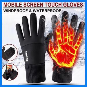 검은 겨울 따뜻한 전체 손가락 방수 사이클링 야외 스포츠 러닝 오토바이 스키 터치 스크린 양털 장갑