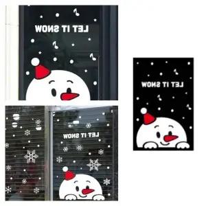 눈사람 유리시트 스티커 크리스마스 장식 기념일 유리레터링 장식품 (WFJ4JNK)