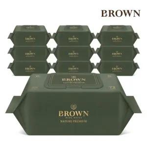 브라운 네이처 프리미엄 72매 캡형 10팩 아기물티슈 434666