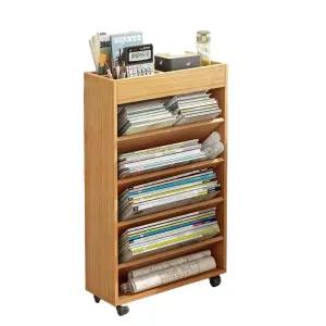 이동식 바퀴 원목 책상 도서 책장 우드 보조 정리 선반 테이블 책꽂이 사이