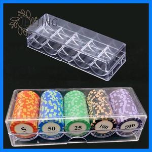 포커 칩 박스 고급 칩 박스 카지노 도박 아크릴 칩 보관 케이스 투명 동전 수집 거치대 박스 커버 포함