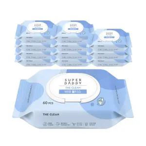 슈퍼대디 더클린 비데물티슈 60매 6+6팩 캡형/ 아이부터 부모님까지 온가족용
