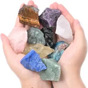 젬스톤 원 크리스탈 혼합 색상 테이블 보울 요가 명상 화단 정원 스톤 컬렉션 홈 데코 선물용 1 -1.5 자연