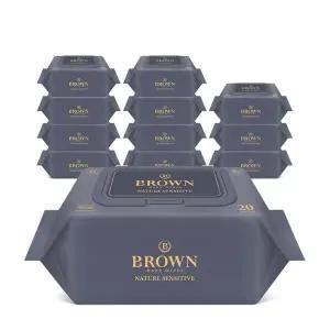 브라운 물티슈 신생아 아기 물티슈 네이처 센시티브 20매 휴대캡 12팩 447084