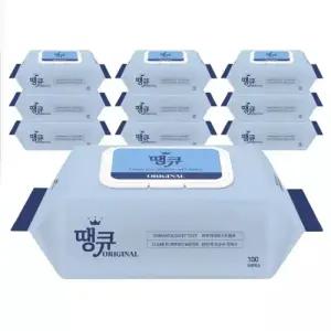 Original 땡큐 물티슈 100매 캡형 10팩 대용량 플레인 갓성비 저자극 436156