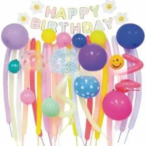 생일파티 꾸미기 생일가랜드 스마일 풍선 장식 배너 (WFJ6VKB)