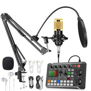 [미국배송] 틱톡 및 유튜브 브이로그용 시보리 F998 팟캐스트 장비 번들 오디오 인터페이스가 있는 사운드 보드 콘덴서 노래방 마이크 스트리밍 스타터 키트 DJ 믹서(F998+BM800 MIC)