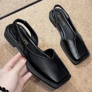 여성 사각코 밴딩 스트랩 슬링백 구두 WDF3EAA