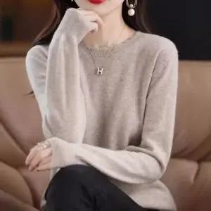 부드러운 여성 추천 소재 넥라인 꾸안꾸 물결 긴팔 니 (KYR-WFGUVQB)