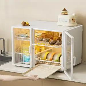 뚜껑 식기건조대 2단 도어 있는 물빠짐 그릇정리대