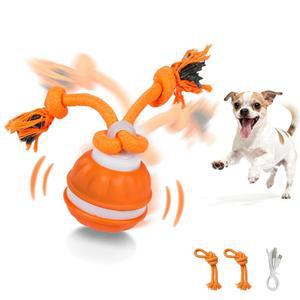 인터랙티브 강아지 장난감 강아지 공, 자동 롤링 및 바운싱 움직이는 강아지 장난감, 깜박이는 조명이 있는 삑삑이 롤링 볼, 강아지 소형견을 위한 USB 충전식 츄 장난감, 바쁜 상태를 유지하는 반려동물