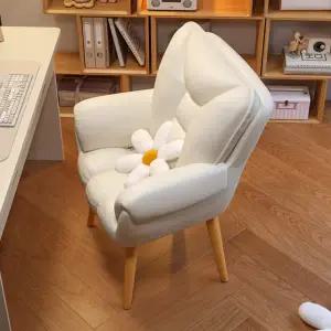 1인소파 안락의자 푹신한 게이밍 원룸 파우더룸 의자 일일특가 벨벳 오프화이트 원목 받침대