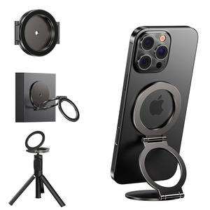 [미국배송] MAGDIGITEH MAGSAFE용 듀얼 마그네틱 휴대폰 홀더 1/4인치 나사 구멍 삼각대 장착 아이언 오브제에 부착 아이폰호환 17/16/15/14/13/12 프로 맥스 및 모든 휴대폰용 조절식 체육관 스탠드