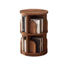 원형회전책장 원목 우드 2단 회전 느티나무색 원형 선반 조립식 절약 코너 팁스