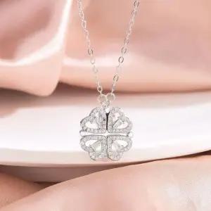 큐빅 네잎 클로버 펜던트 체인 행운 목걸이 여성목걸이 목걸이 체인