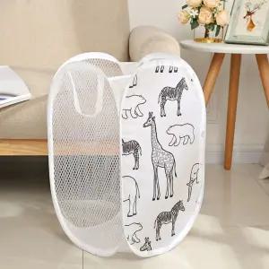 (보리별) 접이식 빨래보관함 수납 메쉬망 바구니 속옷 양말 보관 그물망