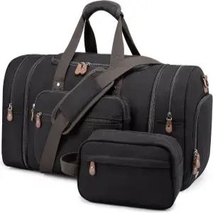 남성 수키피 캔버스 여행용 더플백 신발 수납공간 세면도구 가방 포함 주말 오버나이트백 비행기 기내 반입