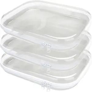 PGAXM 3PCS 클리어 하드 플라스틱 지퍼 케이스 더블 파우치 휴대용 여행 주최자 빈 메이크업 백 장난감