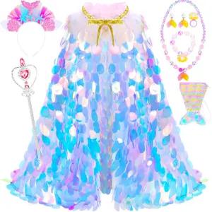 리미롤러 공주 원피스업 장난감 레인보우 인어 케이프 키트 9개 선물세트 3-8세 여아