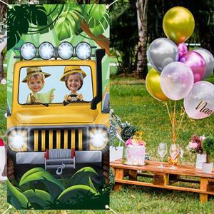 정글 사파리 사진 배너 비닐 어드벤처 재미있는 게임 어린이 생일 파티 장식 용품