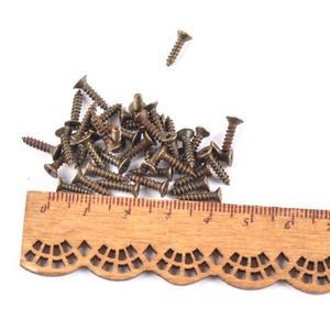 100Pcs 레트로 청동/실버/골든 미니 플랫 헤드 나사 목재 작업 목수의 가구 만들기 상자 하드웨어 악세사리