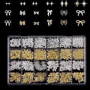 24칸 네일스터드세트 메탈찡 리본스터드 별빛파츠