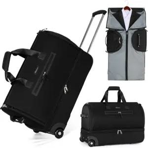 여행용 랙바이브 컨버터블 롤링 의류 가방 트롤리가 있는 슈트 여행 출장용 휠 신발 수납 공간 더플 위켄더