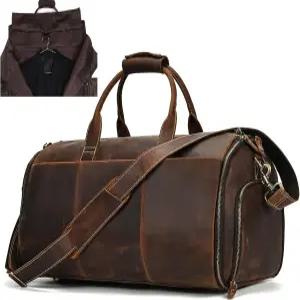 남성 가죽 의류 가방 여행용 더플 위켄더용 컨버터블 캐리 2개 걸이형 여행 1개 2201 브라운
