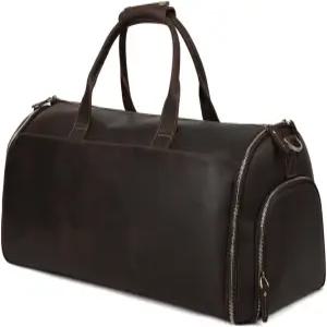 여행용 업프레시 의류 가방 남성 더플백 풀 그레인 가죽 행잉 여행 1개 중 2개 선물 커피