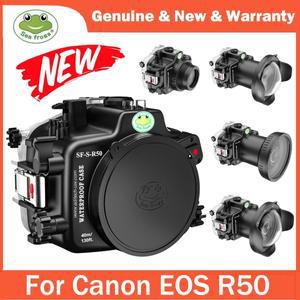 도니식 Seafrogs 40M/130FT 수중 하우징 방수 카메라 케이스 Canon EOS R50용 스쿠버 다이빙 SF-S-R50