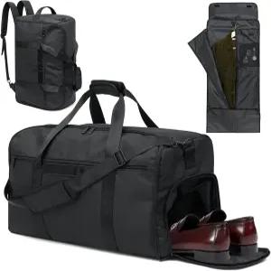 여행용 GARPROVM 의류 더플백 4 in1 컨버터블 가방 분리된 수트백 신발 수납 공간 짧은 방수 캐리어 백팩