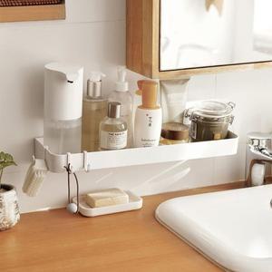 라포식 욕실 화장품 선반 흰색  접착 화장실 바디 워시 샴푸 조직 보관함 지원 홀더