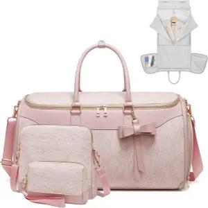 여행용 의류 가방 남성 여성 컨버터블 더플백에 45L 휴대 - 어깨끈이 달린 행잉 슈트 여행 1개 중 3개(핑크