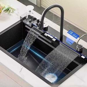 폭포 싱크볼 디지털 카페 디자인 DS D5 블랙 씽크볼 싱크대 폭포수 멀티싱크볼