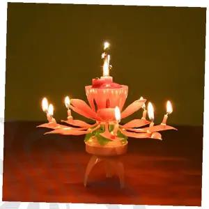 회전 멜로디 생일초 연꽃 모양 자동 점화 파티 케이크 장식 음악 캔들 생일 축하 이벤트용