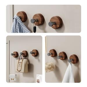 라포식 호두나무 욕실 수건걸이 옷걸이 벽걸이형 블랙 목욕가운걸이 열쇠 모자 가방걸이 선반