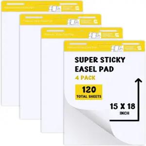 ReliThick 4 패드 프리미엄 미니 스티키 이젤 15인치 x 18인치 흰색 30매/패드 교사용 앵커 차트 용지 대형