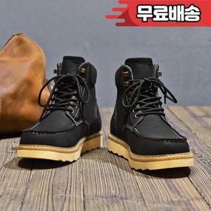 남성용 소가죽 스노우 부츠 패션 하이탑 워커