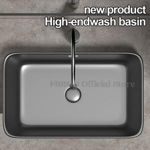 라포식 세미 임베디드 세라믹 욕실 베셀 싱크대 싱글 세면대 핸드 대야 회색 돌 패턴