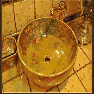 라포식 세면대 선박 싱크대 위의 욕실 세라믹 카운터 도자기 핸드 페인팅 A17